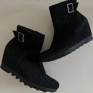 Aerosole Black Wedge Boots - NEVER WORN